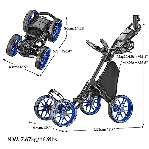 Caddytek CaddyCruiser One Blue, Carrello da Golf Pieghevole a 4 Ruote con Un clic Versione 8 Blu Unisex Adulto, Taglia Unica : Amazon.it: Sport e tempo libero