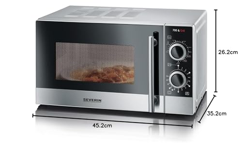 SEVERIN MW 7874 Forno microonde 700 W e potenza grill 900 W, Microonde 20 L con piatto girevole, scongelamento, 9 modalità di cottura, timer 30min e maniglia professionale, Argento : Amazon.it: Casa e cucina