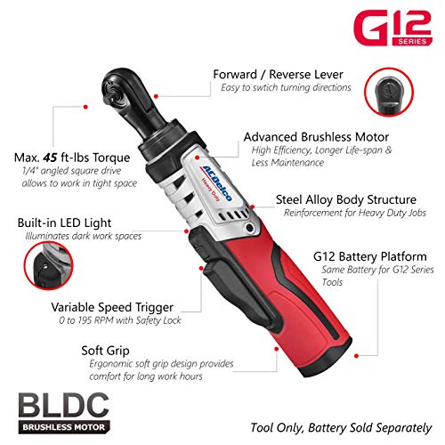 ACDelco ARW1210 2T   Chiave a cricchetto senza spazzole con batteria agli ioni di litio da 12 V, 20 kg Max, serie G12, solo utensile : Amazon.it: Fai da te