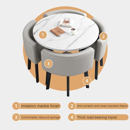 YHKJLYH Tavolo da Pranzo Piccolo per 4 Persone con Tavolo Rotondo e 4 sedie per Soggiorno, Combinazione tavolino e Sedia per Cucina, Ufficio, Balcone   Set di mobili per Sala da Pranzo familiare Com : Casa e cucina