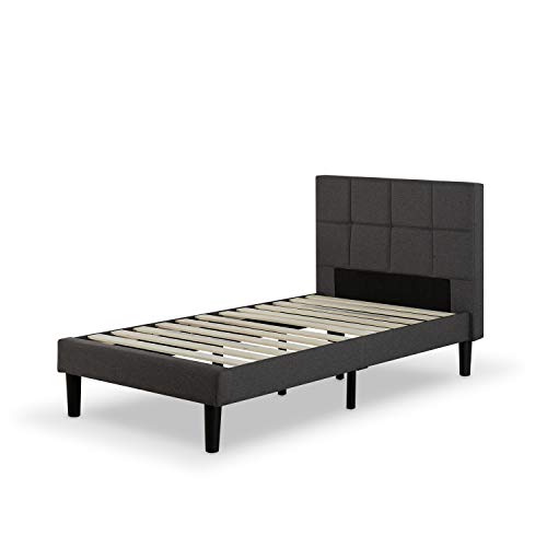 Zinus Lottie Letto 80x190 cm   Struttura letto 35 cm di altezza   Struttura letto imbottita con supporto a doghe in legno   Grigio : Casa e cucina