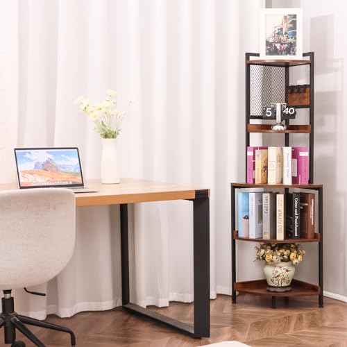 ALBAD Scaffale angolare a 5 ripiani, 150 cm, con struttura in metallo, libreria angolare in legno, espositore per piante, per bagno, soggiorno, cucina : Amazon.it: Casa e cucina