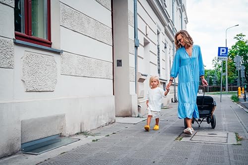 Passeggino MoMi ESTELLE DAKAR a partire da 6 mesi (fino a 22 kg), pieghevole con cintura di sicurezza a 5 punti, cestino porta spesa e funzione di apertura, manico telescopico per il traino : MoMi: Prima infanzia