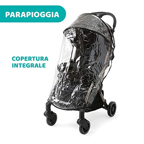 Chicco Cheerio Passeggino Leggero e Compatto da 0 mesi a 15kg (portata max 18kg), Passeggino Pieghevole, Posizione Nanna, Chiusura Automatica in 1 Gesto, Capotte Parasole e Parapioggia, Nero : Prima infanzia