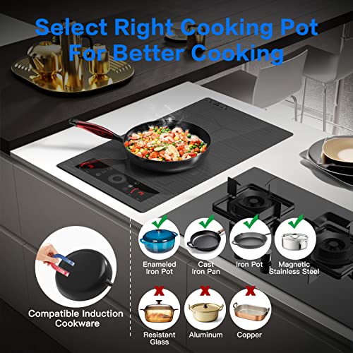 Piano Cottura Induzione con Flex zone, AMZCHEF Piastra a Induzione 2 Fuochi con 9 Livelli di Potenza, Riscaldamento Intermittente, Serrature e timer di sicurezza,Controllo Touch Slide,3300W,grigio : Amazon.it: Grandi elettrodomestici