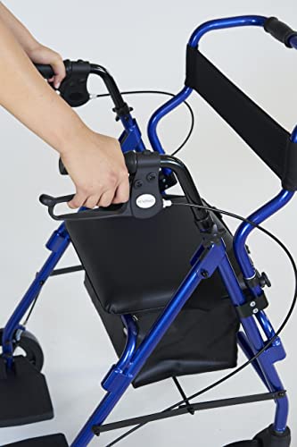 e wiwa Rollator in alluminio trasformabile in carrozzina, con pedane indipendenti, impugnature anatomiche regolabili in altezza, sedile, poggiaschiena, cestino : Amazon.it: Salute e cura della persona