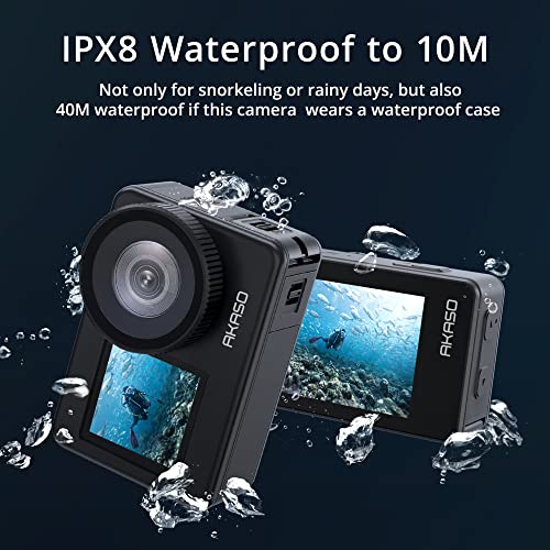 AKASO Brave 7 Action Cam 4K 30FPS 20MP con Scheda di Memoria MicroSDXC U3 da 256GB, IPX8 Fotocamera Subacquea Stabilizzata, Impermeabile Videocamera con Comando Vocale : Elettronica