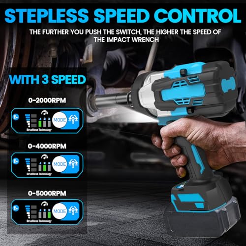 Avvitatore a percussione a batteria da 2000 Nm, compatibile con batteria al litio Makita da 18 V, 3/4 pollici, senza spazzole, alta coppia con bussole e adattatori (senza batteria) : Amazon.it: Fai da te