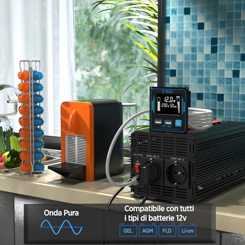 EDECOA Inverter Onda Pura 1500w Invertitore di Potenza 12v 220v/ 230 Trasformatore di Tensione Onda Pura 2X USB Telecomando LCD Power Inverter 1500w e Picco momentaneo 3000w (Nuovo Telecomando) : Amazon.it: Elettronica