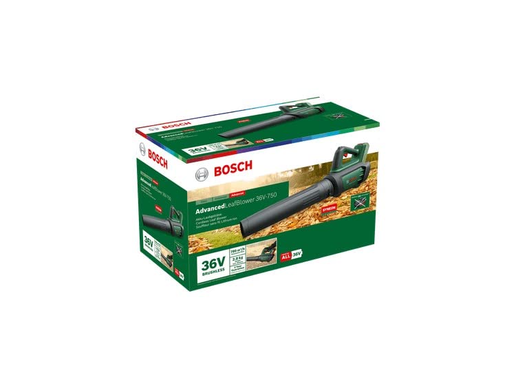 Bosch Home and Garden Soffiatore AdvancedLeafBlower 36V 750 (1 batteria da 2,0 Ah, 36 Volt System, leggero: 2.8 kg, in confezione di cartone) : Giardino e giardinaggio
