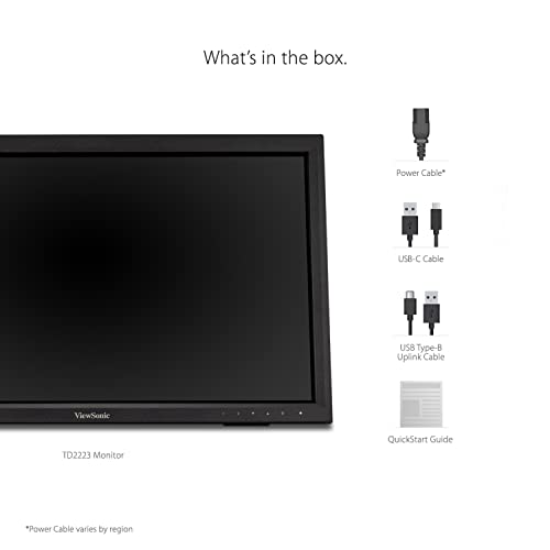 ViewSonic TD2223   Monitor Touch da 54,6 cm (22") (Full HD, HDMI, USB, multitouch a 10 Punti, Supporto Integrato, Altoparlante, Servizio di Sostituzione 4 Anni) Nero : Informatica