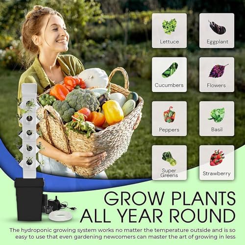 HLGKBY Sistema di Coltivazione idroponica, Torre idroponica Verticale 12/16/20/24 baccelli con Timer, Ruote universali, Pompa idratante, Kit di germinazione fioriera da Giardino Intelligente, 12Holes : Amazon.it: Giardino e giardinaggio