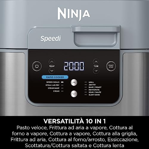 Ninja Speedi Pentola Elettrica Rapida 10 in 1, Friggitrice ad Aria, 5,7 l, Pasti per 4 in 15 Minuti, Frittura ad Aria e Cottura al Vapore, Idea Regalo Natale, Grigio, ON400EU : Amazon.it: Casa e cucina