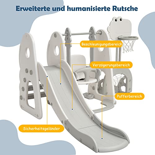 COSTWAY Parco giochi 6 in 1 per bambini, scivolo e altalena e canestro da basket, scala e porta da calcio, altalena da giardino, per bambini, per interni ed esterni (bianco) : Amazon.it: Giochi e giocattoli