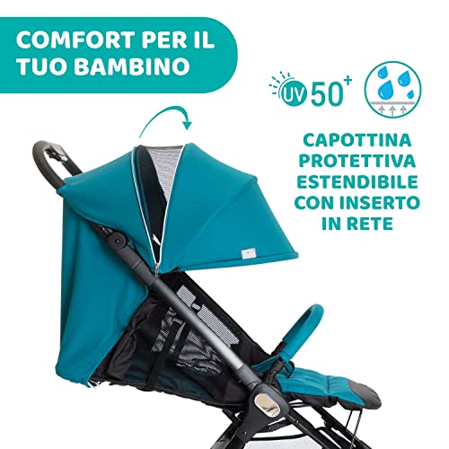 Chicco We Passeggino Leggero E Compatto Da 0 M A 22 Kg, Reclinabile, Misura Bagaglio a mano, Da portare in aereo, Passeggino da Viaggio, Chiusura Facile ad Una Mano, Capotte E Parapioggia, Azzurro : Prima infanzia