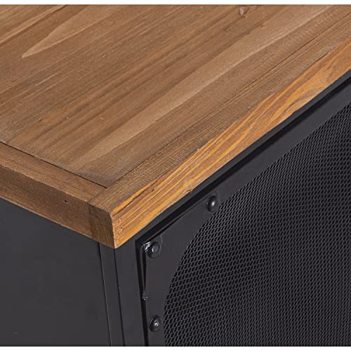 DRW Vetrina con 2 Ante griglia in Metallo e 2 cassetti in Legno MDF Nero e Naturale 60 x 38 x 121 cm, Grande : Amazon.it: Casa e cucina