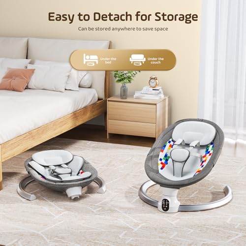 Brolteja Sdraietta Neonati,Sdraietta Neonati Elettrica con App Telecomando e Bluetooth,Dondolo Neonati Elettrico con cintura di sicurezza a 5 punti,10 Melodie,per Bambini fino 9 kg : Prima infanzia