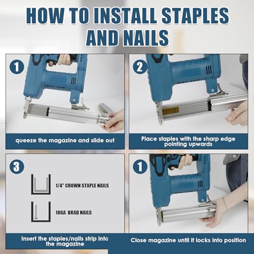 Pistola per unghie senza fili per Makita 18 V, 2 in 1, pinzatrice elettrica con 500 chiodi e 500 punti, doppia protezione, per la lavorazione del legno (senza batteria, senza caricatore) : Amazon.it: Fai da te