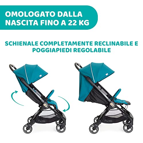 Chicco We Passeggino Leggero E Compatto Da 0 M A 22 Kg, Reclinabile, Misura Bagaglio a mano, Da portare in aereo, Passeggino da Viaggio, Chiusura Facile ad Una Mano, Capotte E Parapioggia, Azzurro : Prima infanzia