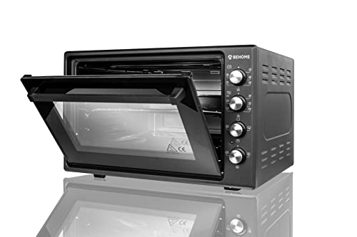 BEHOME Forno Elettrico Ventilato 70 litri con Girarrosto, Autopulente e Smaltato, Temperatura fino a 320° Doppio Vetro con Luce Interna e Timer 1 Girarrosto 2 Teglie e 1 Griglia (Nero) : Amazon.it: Casa e cucina