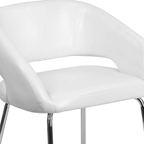 Flash Furniture Fusion Series Sedia da ricevimento laterale imbottita in pelle morbida, poltrona da salotto imbottita retrò per soggiorno o ufficio, White : Flash Furniture: Amazon.it: Casa e cucina