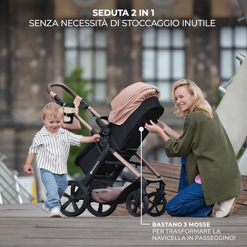 Kinderkraft MOOV2 Trio passeggino neonati 3 in 1 fino 26 kg, con Ovetto I SIZE 40 75 cm, Carrozzina reversibile fronte mamma e strada, Schienale regolabile, Ruote gonfiabili, Grigio : Amazon.it: Prima infanzia
