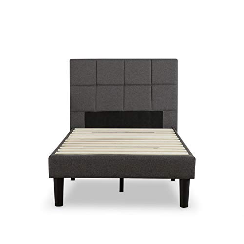 Zinus Lottie Letto 80x190 cm   Struttura letto 35 cm di altezza   Struttura letto imbottita con supporto a doghe in legno   Grigio : Casa e cucina