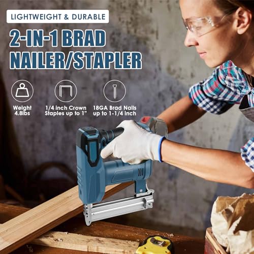 Pistola per unghie senza fili per Makita 18 V, 2 in 1, pinzatrice elettrica con 500 chiodi e 500 punti, doppia protezione, per la lavorazione del legno (senza batteria, senza caricatore) : Amazon.it: Fai da te