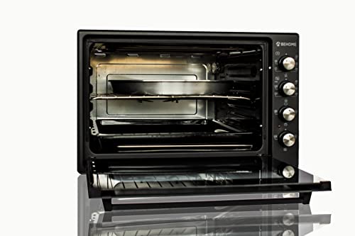 BEHOME Forno Elettrico Ventilato 70 litri con Girarrosto, Autopulente e Smaltato, Temperatura fino a 320° Doppio Vetro con Luce Interna e Timer 1 Girarrosto 2 Teglie e 1 Griglia (Nero) : Amazon.it: Casa e cucina