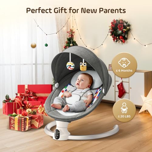 Brolteja Sdraietta Neonati,Sdraietta Neonati Elettrica con App Telecomando e Bluetooth,Dondolo Neonati Elettrico con cintura di sicurezza a 5 punti,10 Melodie,per Bambini fino 9 kg : Prima infanzia