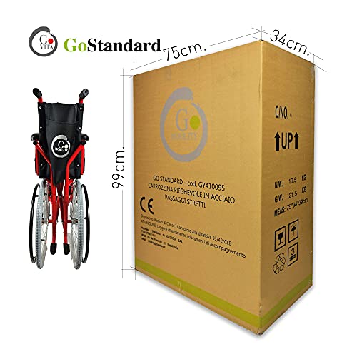 GOVITA Carrozzina Pieghevole Per Passaggi Stretti, Ideale Per I Passaggi In Ascensore_Gostreet Slim 40 Cm   Telaio Doppia Crociera In Acciaio Sedia A Rotelle Pieghevole Slim : Amazon.it: Salute e cura della persona