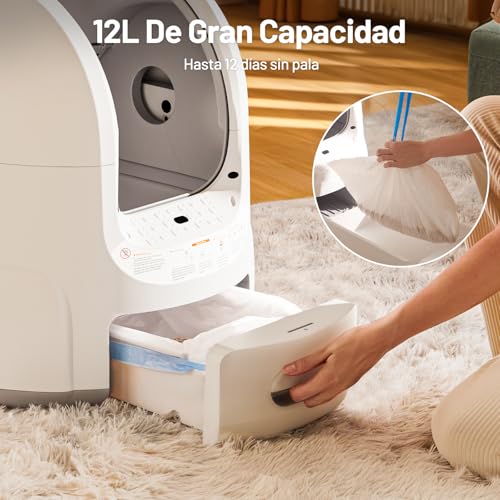 RNRN V1 Max Lettiera Gatto Autopulente, Lettiera Autopulente per Gatti Aperta 70L, Controllo APP, 360° Protezione Intelligente, Antiodore, per Più Gatti : Amazon.it: Prodotti per animali domestici
