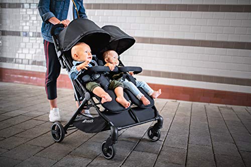 hauck Passeggino Doppio Swift X Duo   Passeggino Gemellare Leggero e Pieghevole con Una Mano, Reclinabile dalla Nascita   Per 2 Bimbi fino a 15 kg ciascuno, Cesto Fino a 3 kg Ciascuno   Nero : Hauck: Amazon.it: Prima infanzia