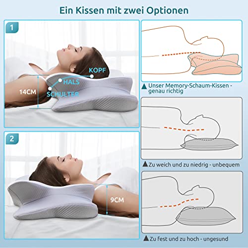 DONAMA Cuscino in memory foam, ergonomico, per chi dorme sul fianco, per fianchi, schiena e pancia : Casa e cucina