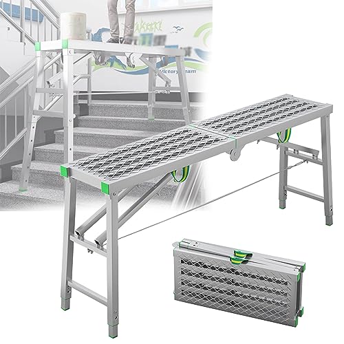 ACLips Ponteggio Pieghevole a Maglie Cave, Piattaforma di Lavoro, ponteggio Multiuso, Scala, Sgabello, Panca per Decorazione, Pulizia, Costruzione   5 Marce, Altezza Regolabile, 200×40 cm : Amazon.it: Fai da te
