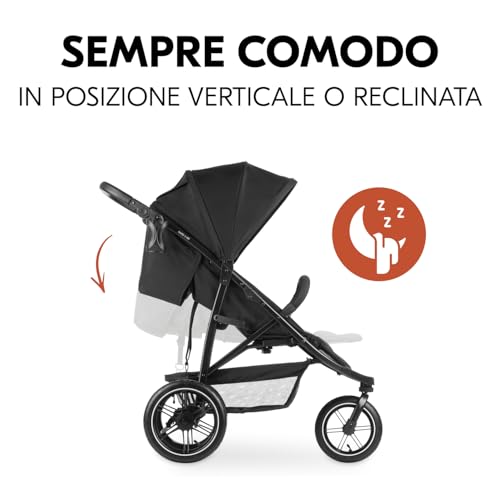 hauck Passeggino 3 Ruote Rapid 3 Air   Passeggino Leggero 22Kg Portata   Passeggino Pieghevole, Reclinabile Dalla Nascita, Manico Regolabile   Protezione UV50 , Ruote Ad Aria e Cesto Fino a 3kg   Nero : Prima infanzia