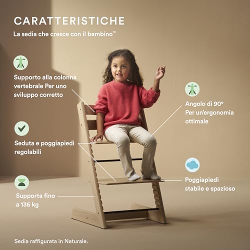 Stokke, sedia Tripp Trapp, rosa, regolabile, evolutiva, per neonati, bambini e adulti, pratica, comoda ed ergonomica, design senza tempo : Prima infanzia