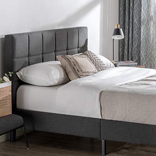 Zinus Lottie Letto 80x190 cm   Struttura letto 35 cm di altezza   Struttura letto imbottita con supporto a doghe in legno   Grigio : Casa e cucina