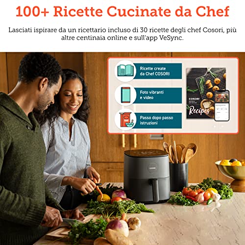 COSORI Friggitrice ad Aria 4,7L, 75 230°C, Air Fryer Silenzioso e Risparmio Energetico, 9 Preimpostazioni, Meno Olio&Senza Fumo, Ricettario Italiano, Lavabile in Lavastoviglie, Grigio, 1500W : Amazon.it: Casa e cucina