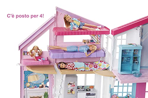 Barbie   Casa di Malibu   Casa di Barbie Malibu   Playset Trasformabile con Plug and Play   Oltre 25 Accessori   60 Cm   Regalo per Bambini da 3  Anni, FXG57 : Videogiochi