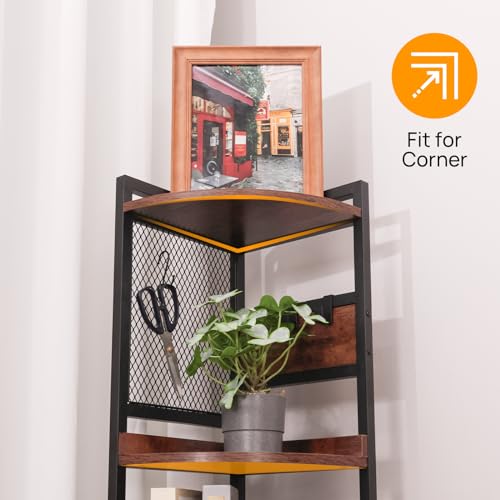 ALBAD Scaffale angolare a 5 ripiani, 150 cm, con struttura in metallo, libreria angolare in legno, espositore per piante, per bagno, soggiorno, cucina : Amazon.it: Casa e cucina