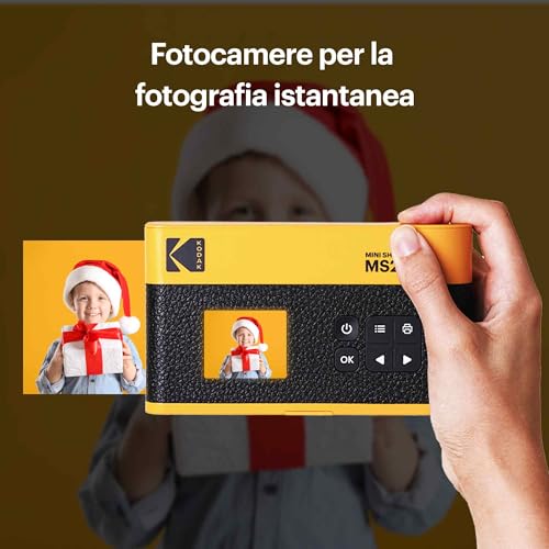 KODAK Mini Shot 2 Era Regalo di Natale 4PASS 2 in 1 Fotocamera Istantanea & Stampante Fotografica (Fotocamera Istantanea   8 Fgoli inclusi   Pacchetto accessori e 60 Fogli, Giallo) : Elettronica