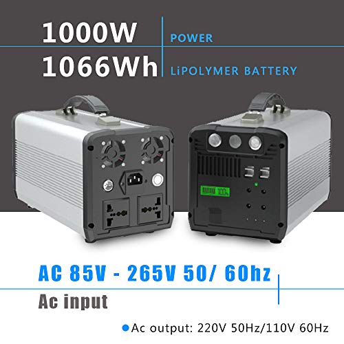 TIM LI Generatore da Esterno da 1000 W Centrale Elettrica ups Portatile/Inverter di Alimentazione con Illuminazione di Emergenza, Presa da 220 V CA 2 DC 4 USB Batteria di Backup da Campeggio : Amazon.it: Giardino e giardinaggio