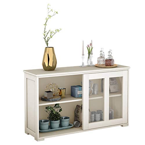 COSTWAY Credenza in legno, bianco crema, 107 x 33 x 62,5 cm : Amazon.it: Casa e cucina