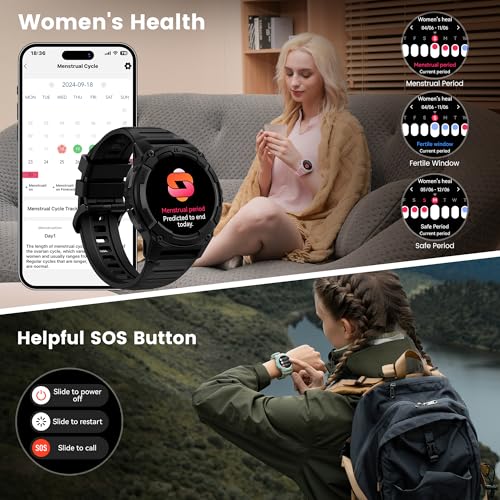 KOSPET TANK S2 Smartwatch Uomo Donna, GPS, Impermeabile 5ATM/IP69K, Bussola/Barometro/Altimetro, 176 Modalità Sportive, 24H Monitoraggio del Sonno, Compatibile iOS/Android (Nero Elegante) : Elettronica