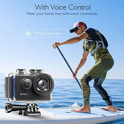 AKASO Brave 6 plus Action Cam 4K 20MP Action Camera WiFi 40M Fotocamera Subacquea Impermeabile EIS Touch Screen con 4x Zoom Controllo Vocale Telecomando Fotocamera Casco con 2 Batterie da 1350mAh : Elettronica