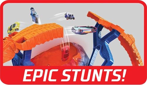 Hot Wheels   Playset Monster Trucks Arena Vulcano con Luci, Suoni e 2 Veicoli e 2 Lanciatori, Giocattolo per Bambini 4 Anni, GYL14 : Giochi e giocattoli