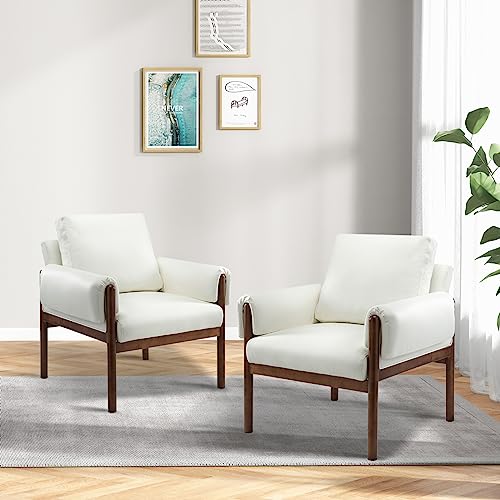 HULALA HOME Sedia da Lettura Sedia Laterale Moderna Rimovibile Cuscini per Schienale e Braccioli Imbottiti Extra Spessi Divani Sedie Gambe in Legno Massello per Soggiorno Camera da Letto Bianco : Amazon.it: Casa e cucina