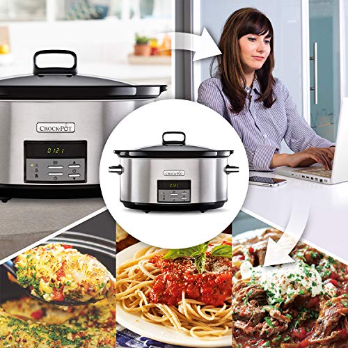 Crock pot Pentola per Cottura Lenta, Slow Cooker, Extra Large 7.5 litri, fino a 10 Persone, Spegnimento Automatico, 2 Impostazioni Cottura e Funzione Warm automatica, 230 W, Ceramica, Argento : Amazon.it: Casa e cucina