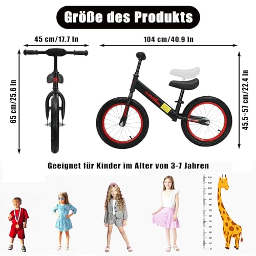 Balance Bike Per Bambini (Da 3 Anni A 45 Kg), Telaio In Acciaio Al Carbonio, 16 Pollici, Manubrio E Sellino Regolabili, Balance Bike Da Esterno Per Ragazzi E Ragazze : Giochi e giocattoli